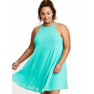 CLEARANCE SALE NWT Torrid Cute Aqua High Neck Trapeze Dress 1X